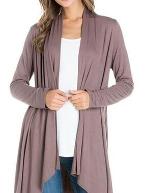 TRÏBE Long Sleeve Open Front Brown Cardigan Cover Up Size Small NWT